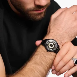 Fashion Herrenuhr Elements of Nature mit schwarzen Steinen Bicolor Herren Uhren|Uhren